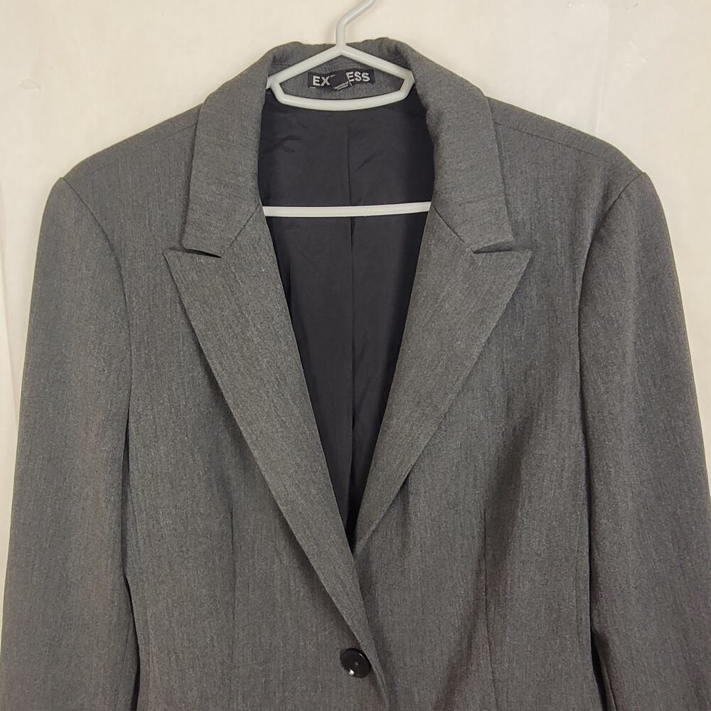 Express Editor One Button Grey Fitted Blazer Size… - image 4